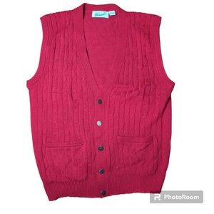 Men's Vintage Haband! Button Up Red Sweater Vest